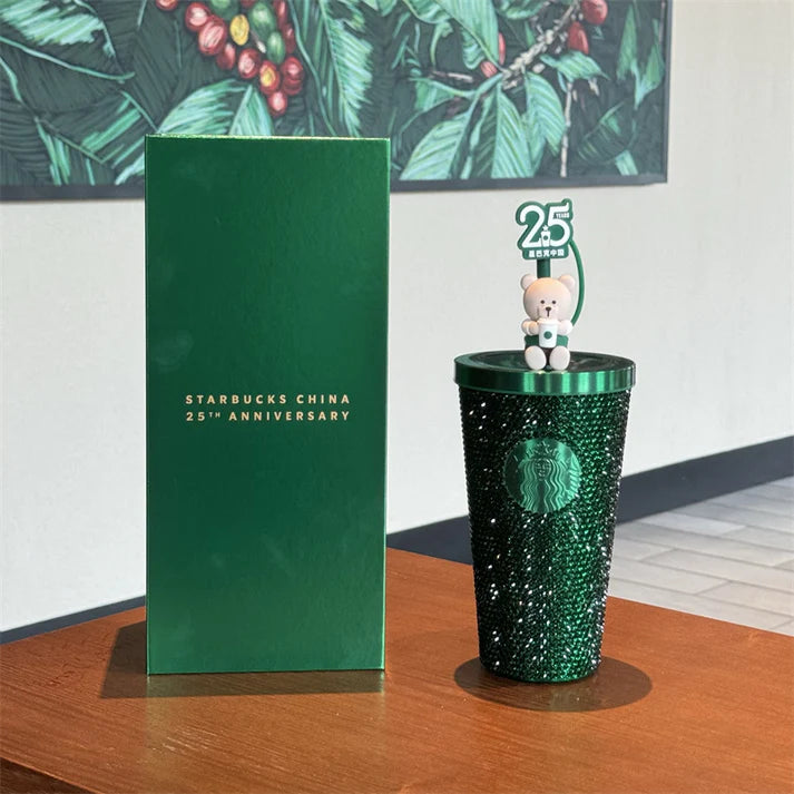 Starbucks New 2021 China Overseas Dome Bear Glitter authentic PIneapple Tumbler Cold Cup D