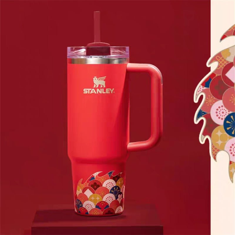 Stanley Quencher H2.0 Flowstate Tumbler 30oz Year Of Dragon Lucky Red Free Shipping - Lynn StarbucksCup