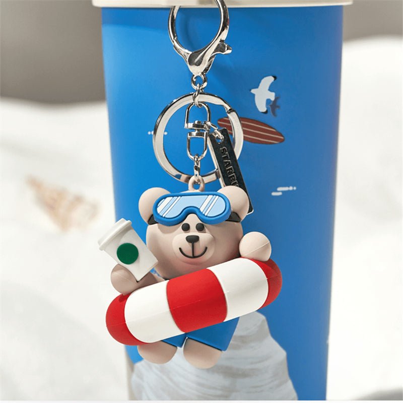 Starbucks 2024 China Summer Seaside Bear Keychain 16oz SS Tumbler Free Shipping - Lynn StarbucksCup