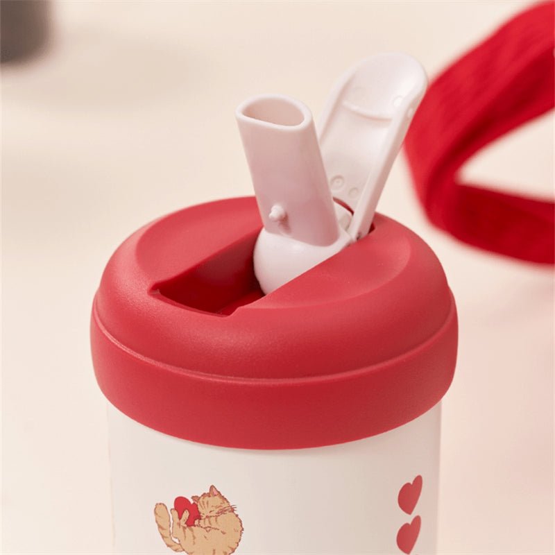 Starbucks China 2024 Valentine'Day 12oz Lovely Cat SS Straw Cup With Bag Gift - Lynn StarbucksCup