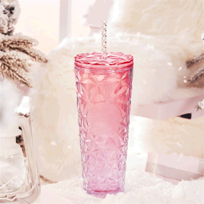 Starbucks 2023 China Christmas Pink Gradient 24oz Venti Diamond Cup Tumbler - Lynn StarbucksCup