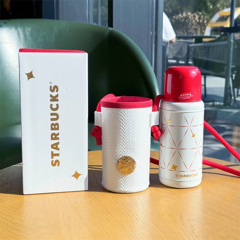 Starbucks 2023 China Christmas Gold Siren Logo Red White 12oz SS Tumbler with Sleeve - Lynn StarbucksCup