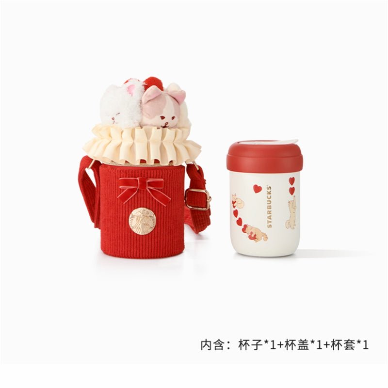 Starbucks China 2024 Valentine'Day 12oz Lovely Cat SS Straw Cup With Bag Gift - Lynn StarbucksCup