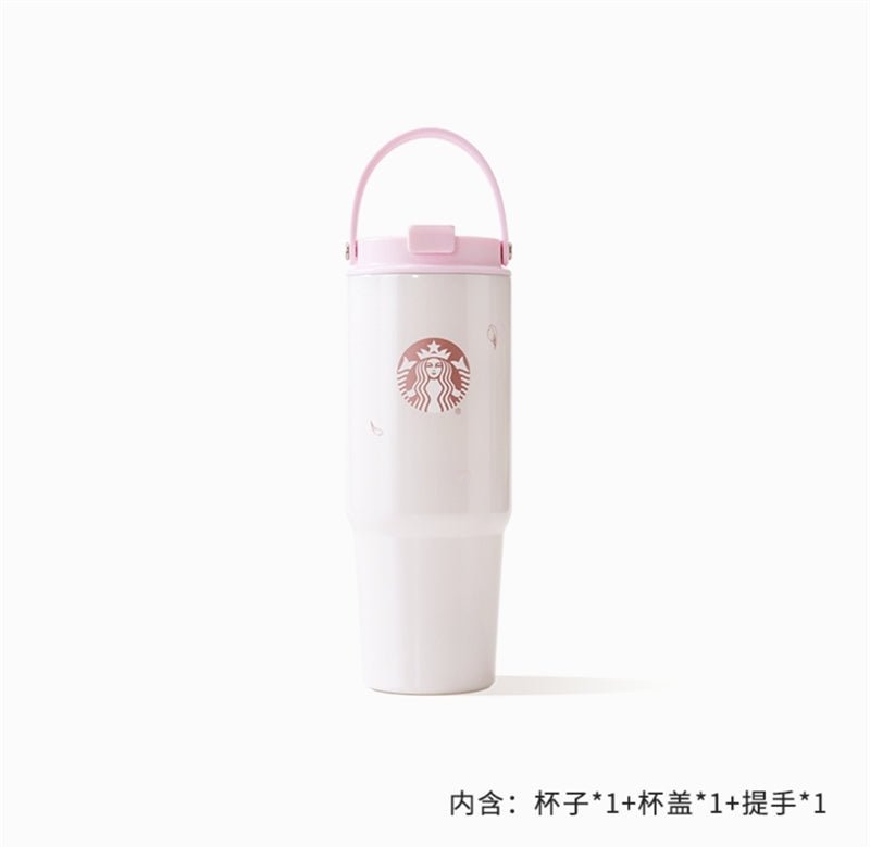 2024 China Starbucks Spring Sakura Pink 27oz SS Double Drink Straw Cup Tumbler - Lynn StarbucksCup