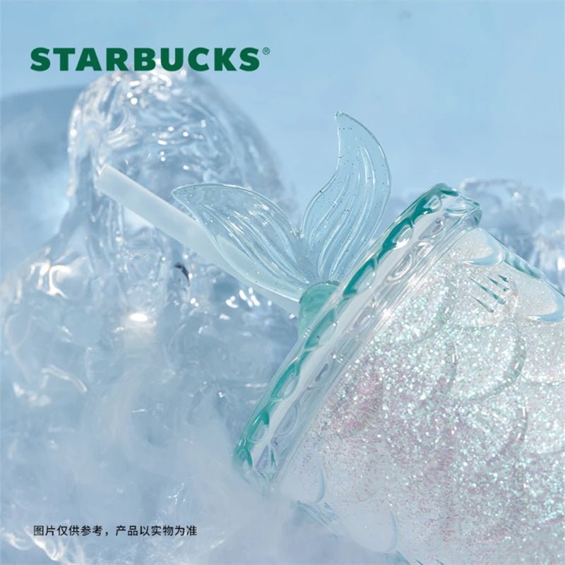 2023 Starbucks Christmas light Blue Scale Glitter Siren Tail Topper 24oz Tumbler - Lynn StarbucksCup