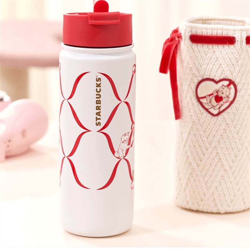 2024 China Starbucks Valentine'Day 19oz Double Drink SS Tumbler With Knitted Bag - Lynn StarbucksCup