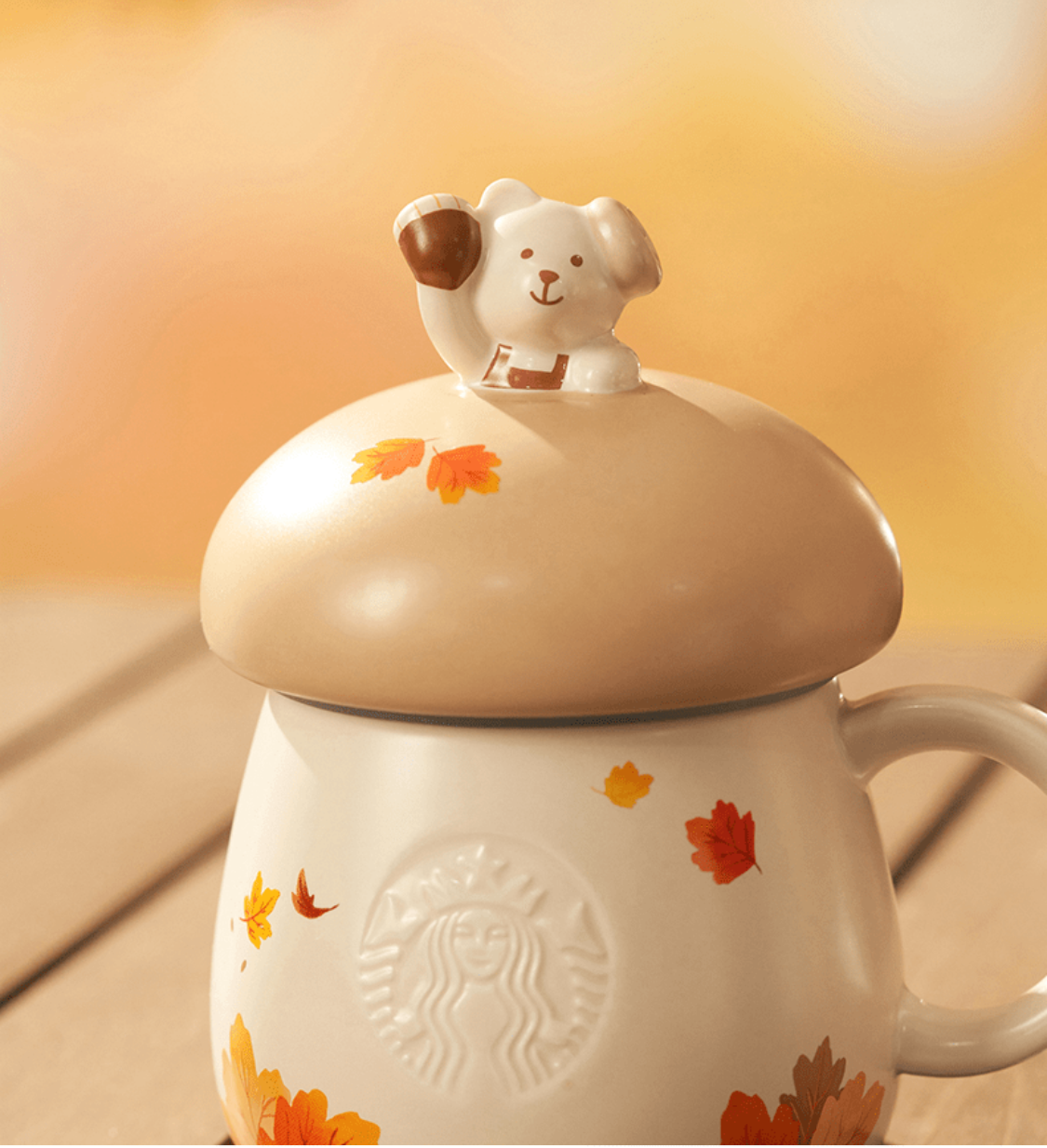 Starbucks 2024 Autumn Bear 14oz Ceramic Mug With Lid