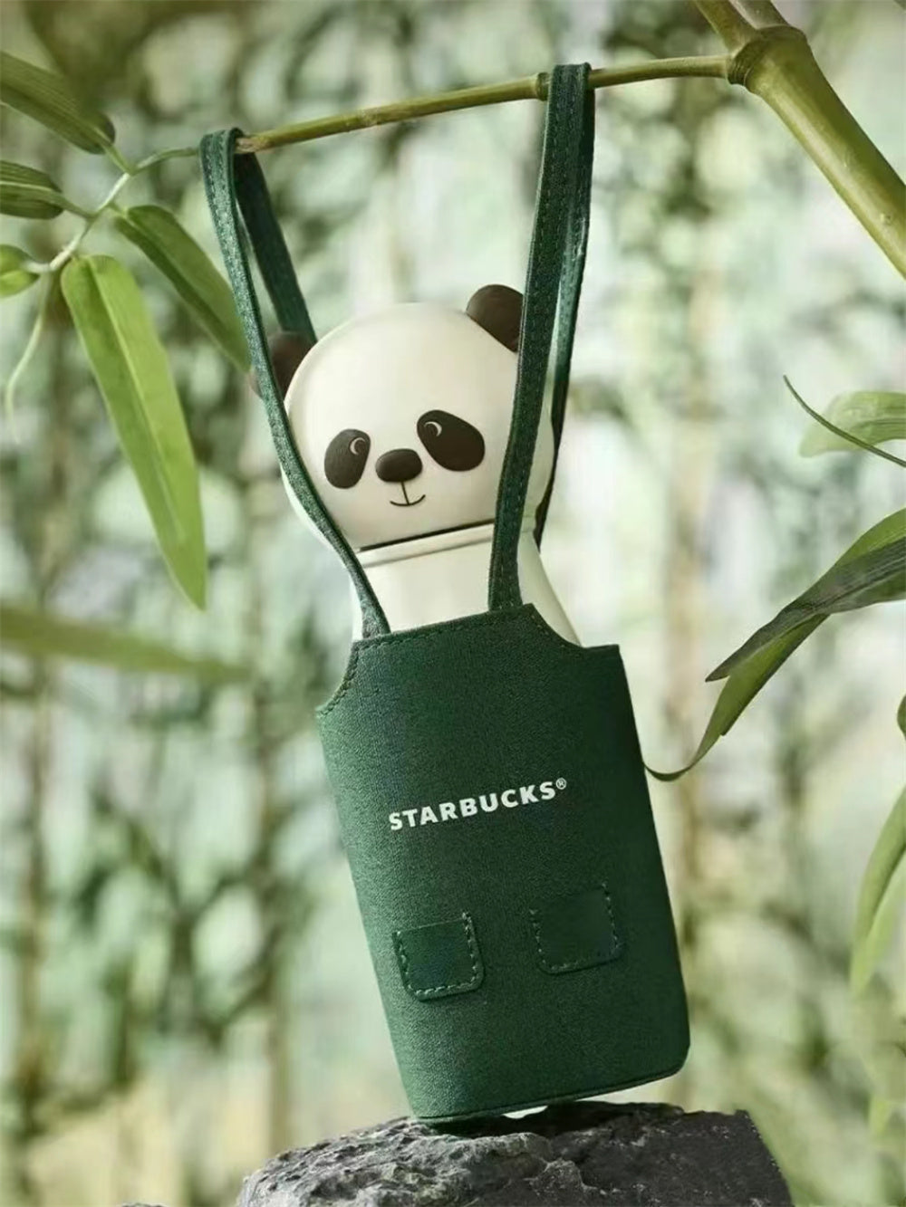 Starbucks China Panda and Bamboo Green Apron Shaped SS 237ml Tumbler