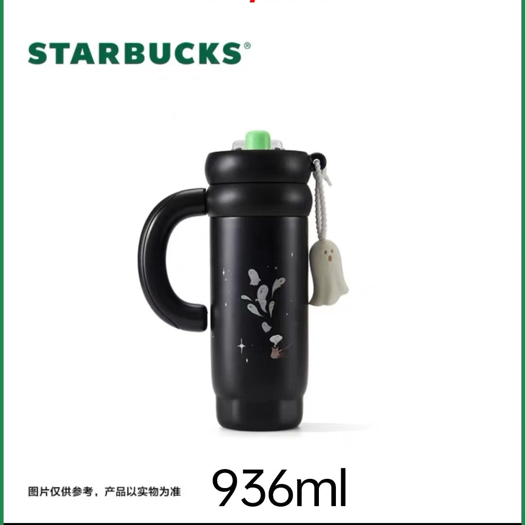 Starbucks Halloween SS Black 936ml Straw Tumbler with Ghost Ornament