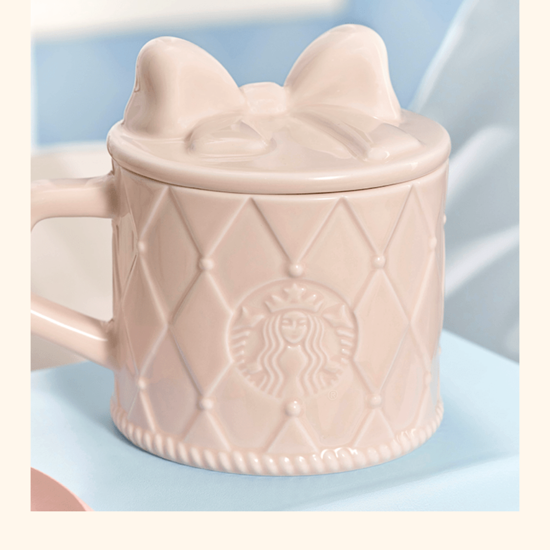 Starbucks Princess's Tea Time Pink Ceramic Bow Lids Mug 390ml