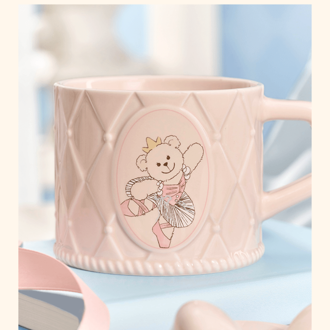 Starbucks Princess's Tea Time Pink Ceramic Bow Lids Mug 390ml