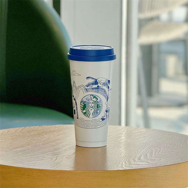 China Starbucks & Lala Company White stainless steel Hot drink hot Tumbler 17oz