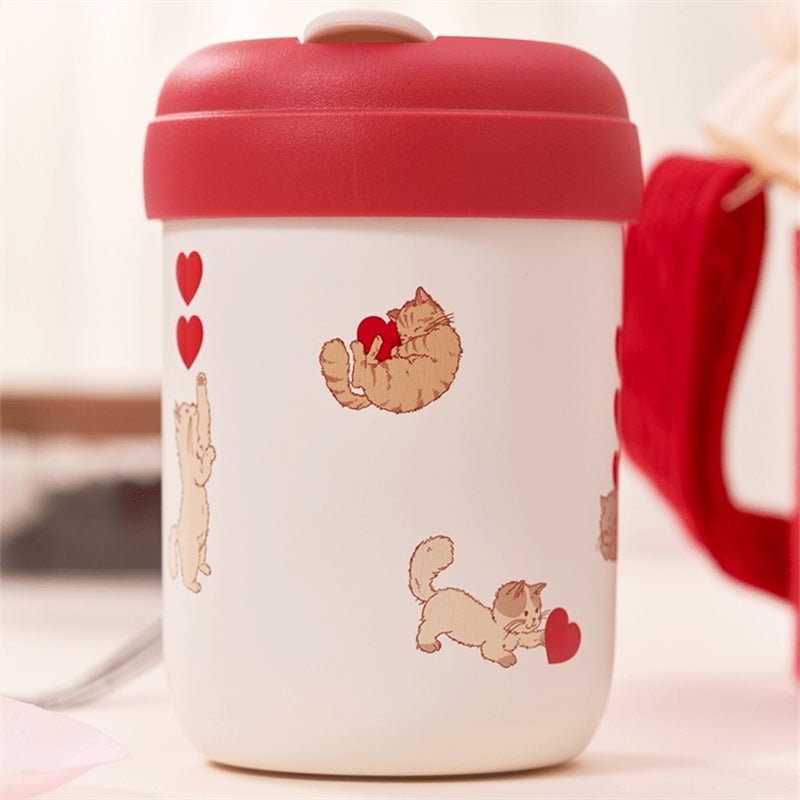 Starbucks China 2024 Valentine'Day 12oz Lovely Cat SS Straw Cup With Bag Gift - Lynn StarbucksCup