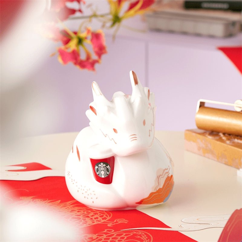 Lunar New Year Starbucks 2024 Chinese Year Of Dragon White Piggy Bank - Lynn StarbucksCup