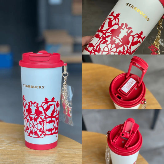 Starbucks 2023 China Christmas Series Paper-Cut White 16oz Stainless Cup - Lynn StarbucksCup