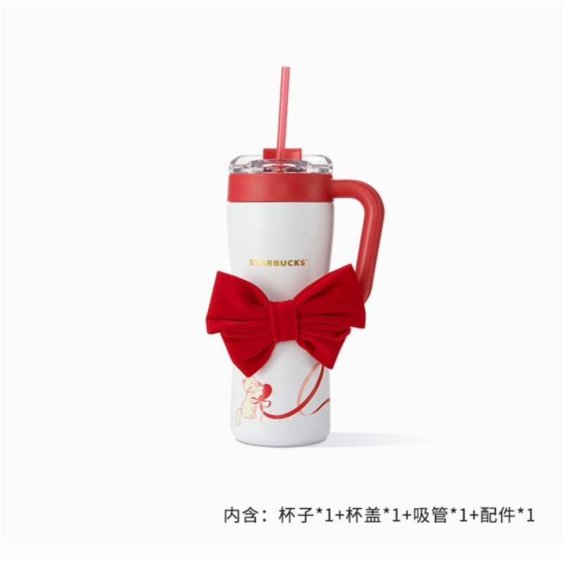 Starbucks 2024 China Valentine'Day Bowknot Style SS Double Drink 37oz Straw Cup - Lynn StarbucksCup