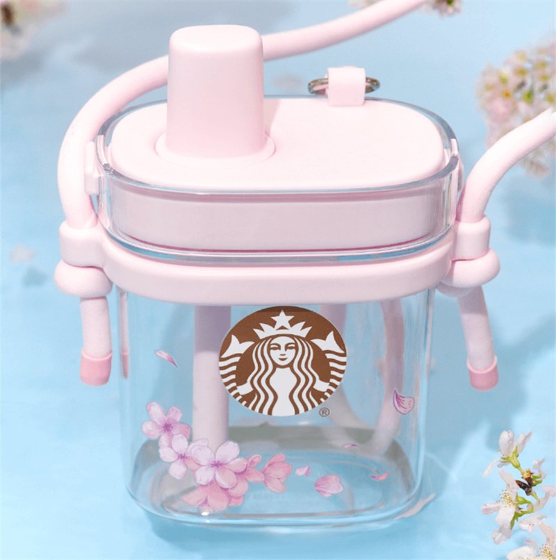 2024 China Starbucks Spring Sakura Pink 25oz Plastic Straw Cup With Belt - Lynn StarbucksCup