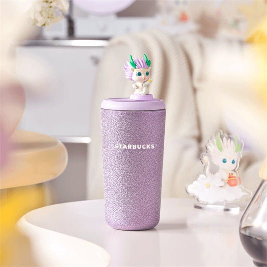 Starbucks 2024 China Year of Dragon Cute Purple Glitter 16oz SS Tumbler Free Shipping - Lynn StarbucksCup