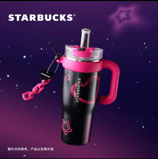 Starbucks China 2024 Colorful Summer Black Pink Stainless Steel Cup 1280ml 45oz