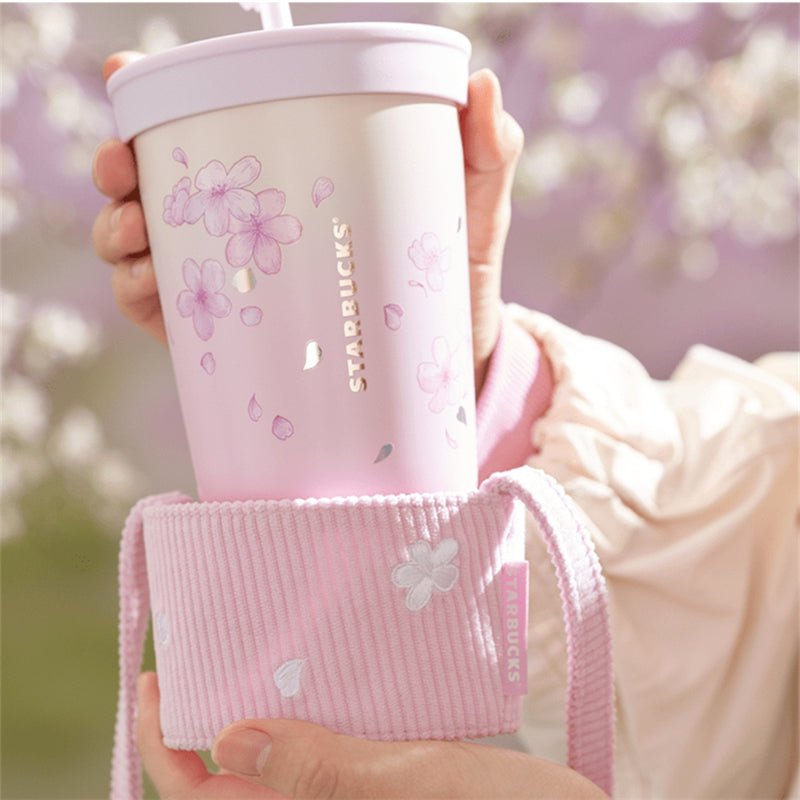 2024 China Starbucks Spring Pink Sakura 12oz SS Straw Cup With Cup Sleeve - Lynn StarbucksCup