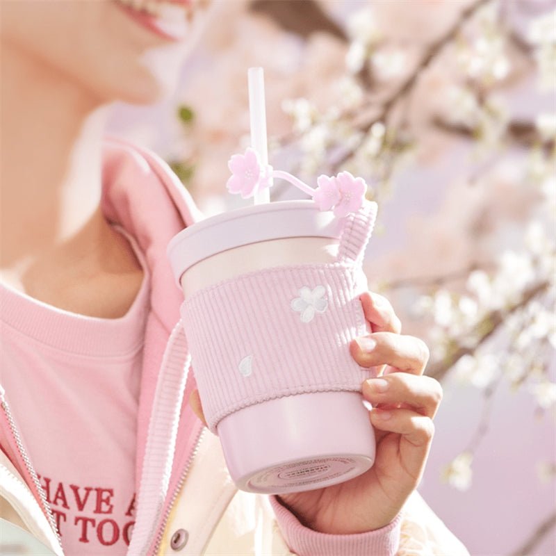 2024 China Starbucks Spring Pink Sakura 12oz SS Straw Cup With Cup Sleeve - Lynn StarbucksCup