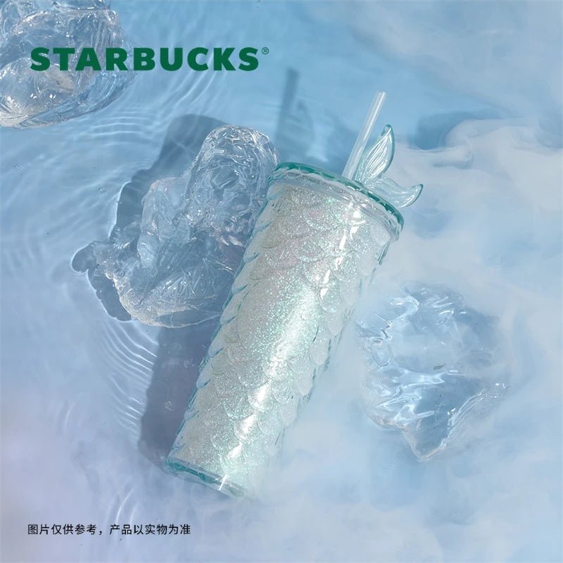 2023 Starbucks Christmas light Blue Scale Glitter Siren Tail Topper 24oz Tumbler - Lynn StarbucksCup