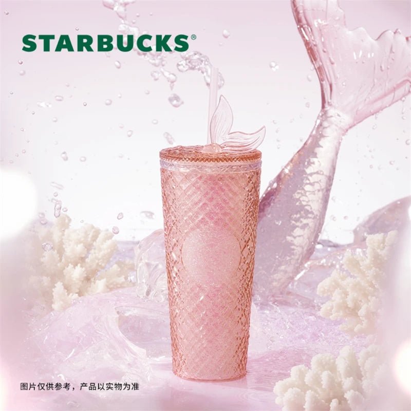 2023 Starbucks Christmas Pink Jewel Glitter Siren Tail Topper 24oz Tumbler