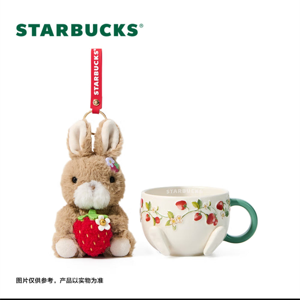 Starbucks China Strawberry Rabbit 350ml Ceramic Mug with Bunny Ornament