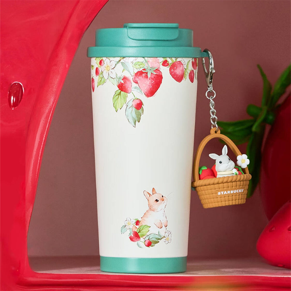 Starbucks China Strawberry Rabbit 480ml SS Double Mouthed Cup with Ornament